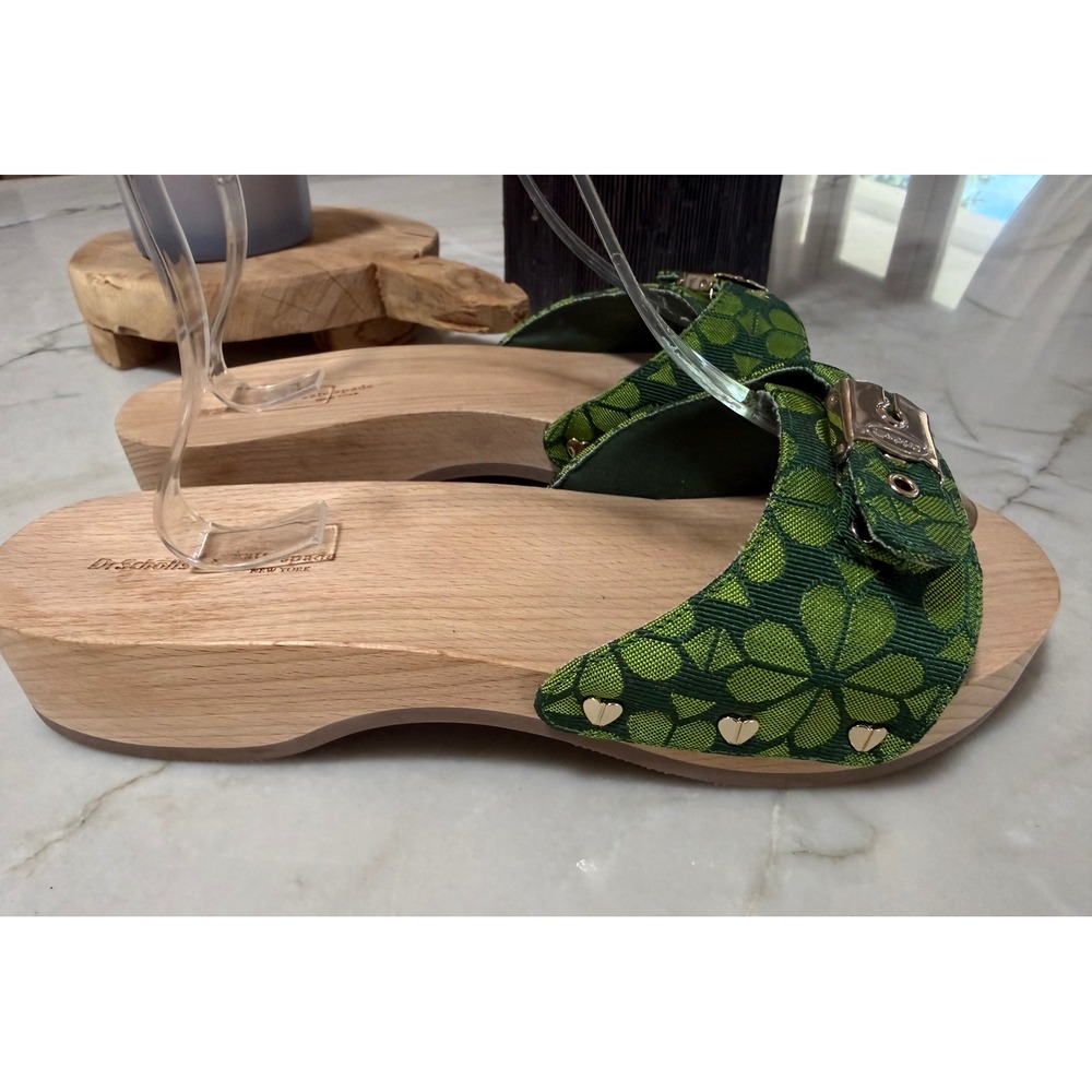 Kate Spade x Dr Scholls Wooden Slide Sandal Green Spade Jacquard Clog 11M